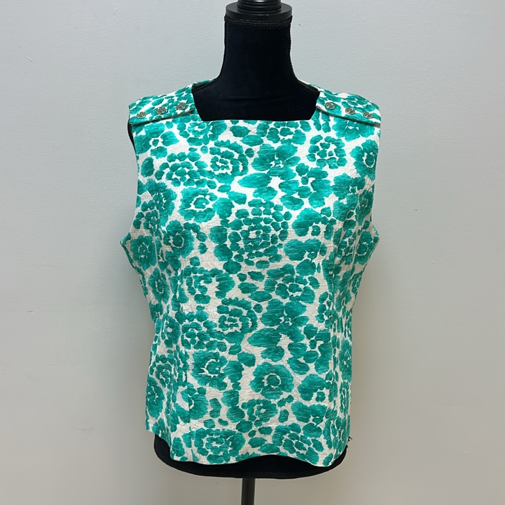 Carlisle Collection Green & White Sleeveless Top, 14